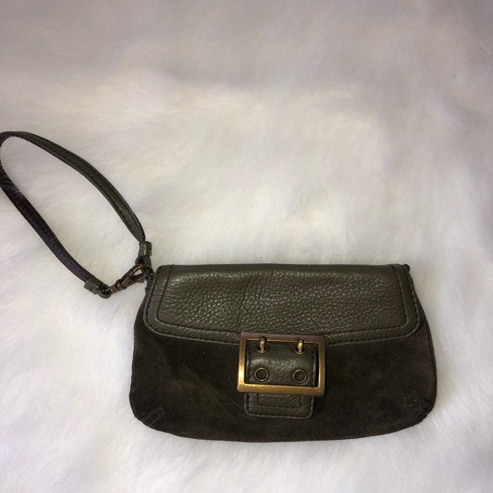 Banana Republic Olive Green Suede Wristlet